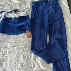 SHEIN Royal Blue Ribbed Set -NEW WITH TAGS